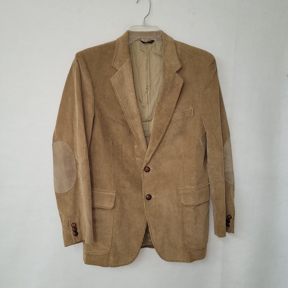 Woodmere Corduroy Blazer Mens Brown Elbow Patch 2 Button Sport Coat Jacket 40R - Picture 1 of 16